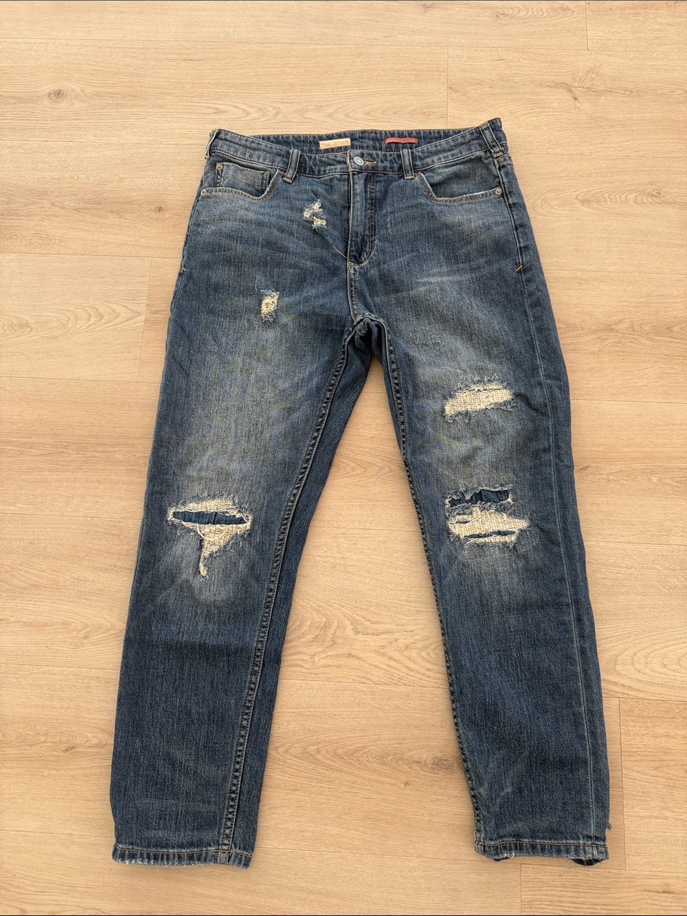 Pilcro Woman’s Distressed Blue Denim Jeans